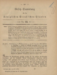 Gesetz-Sammlung für die Königlichen Preussischen Staaten, 17. September, 1881, nr. 23.