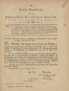 Gesetz-Sammlung für die Königlichen Preussischen Staaten, 16. Oktober, 1881, nr. 24.