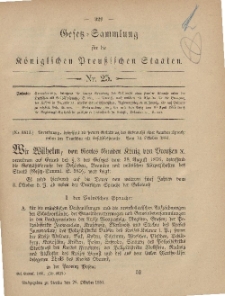 Gesetz-Sammlung für die Königlichen Preussischen Staaten, 28. Oktober, 1881, nr. 25.