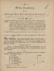 Gesetz-Sammlung für die Königlichen Preussischen Staaten, 19. November, 1881, nr. 26.