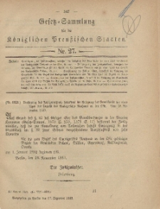 Gesetz-Sammlung für die Königlichen Preussischen Staaten, 17. Dezember, 1881, nr. 27.
