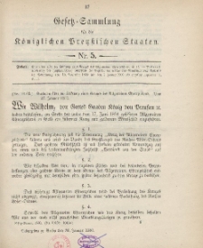 Gesetz-Sammlung für die Königlichen Preussischen Staaten, 30. Januar 1900, nr. 5.