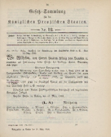 Gesetz-Sammlung für die Königlichen Preussischen Staaten, 31. März 1900, nr. 12.