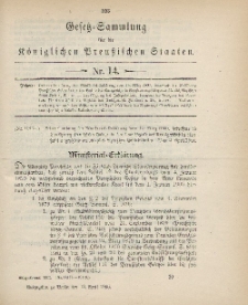 Gesetz-Sammlung für die Königlichen Preussischen Staaten, 12. April 1900, nr. 14.