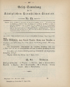 Gesetz-Sammlung für die Königlichen Preussischen Staaten, 17. April 1900, nr. 15.