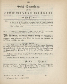 Gesetz-Sammlung für die Königlichen Preussischen Staaten, 12. Mai 1900, nr. 17.