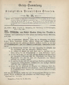 Gesetz-Sammlung für die Königlichen Preussischen Staaten, 25. Mai 1900, nr. 18.