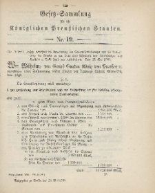 Gesetz-Sammlung für die Königlichen Preussischen Staaten, 29. Mai 1900, nr. 19.