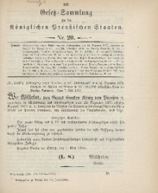 Gesetz-Sammlung für die Königlichen Preussischen Staaten, 12. Juni 1900, nr. 20.