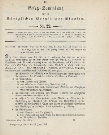 Gesetz-Sammlung für die Königlichen Preussischen Staaten, 21. Juni 1900, nr. 22.