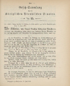 Gesetz-Sammlung für die Königlichen Preussischen Staaten, 12. Juli 1900, nr. 25.