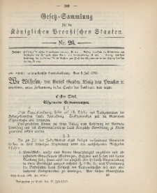 Gesetz-Sammlung für die Königlichen Preussischen Staaten, 17. Juli 1900, nr. 26.