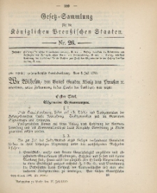 Gesetz-Sammlung für die Königlichen Preussischen Staaten, 17. Juli 1900, nr. 26.