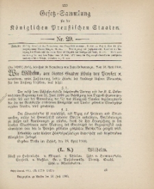 Gesetz-Sammlung für die Königlichen Preussischen Staaten, 26. Juli 1900, nr. 29.