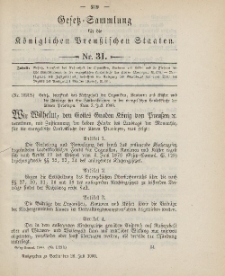 Gesetz-Sammlung für die Königlichen Preussischen Staaten, 28. Juli 1900, nr. 31.