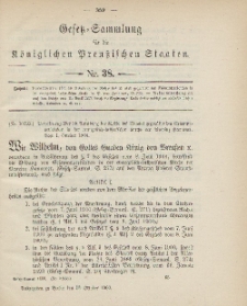 Gesetz-Sammlung für die Königlichen Preussischen Staaten, 23. Oktober 1900, nr. 38.