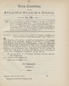 Gesetz-Sammlung für die Königlichen Preussischen Staaten, 1. November 1900, nr. 39.