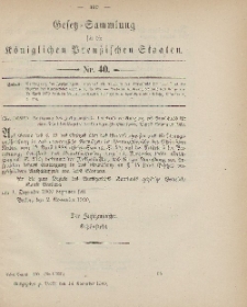Gesetz-Sammlung für die Königlichen Preussischen Staaten, 14. November 1900, nr. 40.