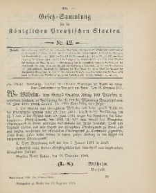 Gesetz-Sammlung für die Königlichen Preussischen Staaten, 12. Dezember 1900, nr. 42.