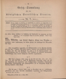 Gesetz-Sammlung für die Königlichen Preussischen Staaten, 1. März, 1880, nr. 7.