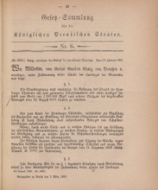 Gesetz-Sammlung für die Königlichen Preussischen Staaten, 3. März, 1880, nr. 8.