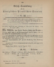 Gesetz-Sammlung für die Königlichen Preussischen Staaten, 27. Dezember 1900, nr. 43.