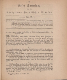 Gesetz-Sammlung für die Königlichen Preussischen Staaten, 6. März, 1880, nr. 9.