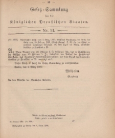 Gesetz-Sammlung für die Königlichen Preussischen Staaten, 9. März, 1880, nr. 11.