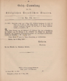 Gesetz-Sammlung für die Königlichen Preussischen Staaten, 9. März, 1880, nr. 11.