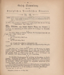 Gesetz-Sammlung für die Königlichen Preussischen Staaten, 13. März, 1880, nr. 12.