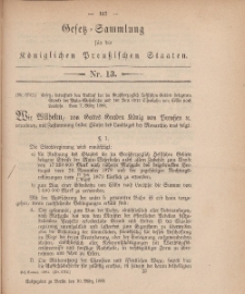 Gesetz-Sammlung für die Königlichen Preussischen Staaten, 10. März, 1880, nr. 13.
