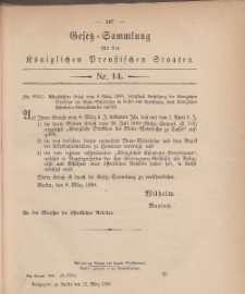 Gesetz-Sammlung für die Königlichen Preussischen Staaten, 12. März, 1880, nr. 14.