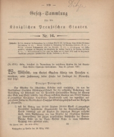 Gesetz-Sammlung für die Königlichen Preussischen Staaten, 24. März, 1880, nr. 16.