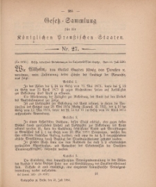 Gesetz-Sammlung für die Königlichen Preussischen Staaten, 21. Juli, 1880, nr. 27.