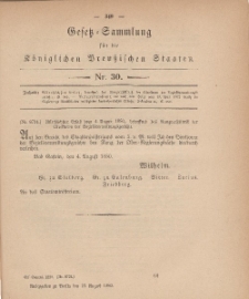 Gesetz-Sammlung für die Königlichen Preussischen Staaten, 23. August, 1880, nr. 30.