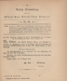 Gesetz-Sammlung für die Königlichen Preussischen Staaten, 8. September, 1880, nr. 31.