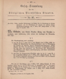 Gesetz-Sammlung für die Königlichen Preussischen Staaten, 20. Dezember, 1880, nr. 37.