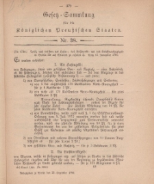 Gesetz-Sammlung für die Königlichen Preussischen Staaten, 22. Dezember, 1880, nr. 38.