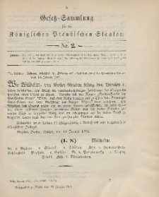 Gesetz-Sammlung für die Königlichen Preussischen Staaten, 19. Januar 1901, nr. 2.