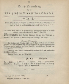 Gesetz-Sammlung für die Königlichen Preussischen Staaten, 1. April 1901, nr. 12.