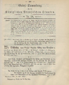 Gesetz-Sammlung für die Königlichen Preussischen Staaten, 24. Mai 1901, nr. 18.