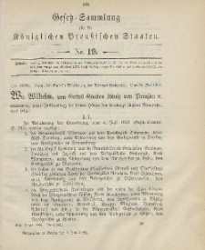 Gesetz-Sammlung für die Königlichen Preussischen Staaten, 3. Juni 1901, nr. 19.