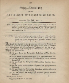 Gesetz-Sammlung für die Königlichen Preussischen Staaten, 14. Juni 1901, nr. 20.