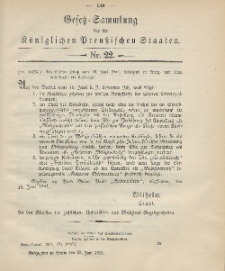 Gesetz-Sammlung für die Königlichen Preussischen Staaten, 29. Juni 1901, nr. 22.