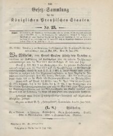 Gesetz-Sammlung für die Königlichen Preussischen Staaten, 11. Juni 1901, nr. 23.