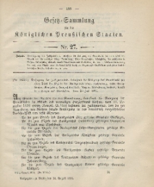 Gesetz-Sammlung für die Königlichen Preussischen Staaten, 14. August 1901, nr. 27.