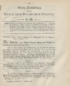 Gesetz-Sammlung für die Königlichen Preussischen Staaten, 11. November 1901, nr. 33.