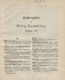 Gesetz-Sammlung für die Königlichen Preussischen Staaten (Sachregister), 1901