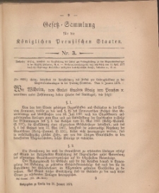 Gesetz-Sammlung für die Königlichen Preussischen Staaten, 21. Januar, 1878, nr. 3.