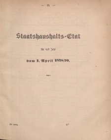 Gesetz-Sammlung für die Königlichen Preussischen Staaten, (Staatshaushalts-Etat für das Jahr von 1. April 1878/79)